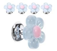 VILLFUL Lot de 5 Boutons Poussoirs de Chasse D'eau en Plastique Bleu de Fleur, Kit de Remplacement pour Réservoir de Toilette Standard, Accessoires de Salle de Bain Pratiques