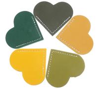 VILLFUL Lot de 5 Protège-Coins de Livres en PU Cuir Forme Cœur Mini Marque-Pages Colorés Jaune Moutarde 49 Jaune Vif 30 Vert Prairie 39 Vert Pomme 48 pour Lecture Étudiants et Bureau