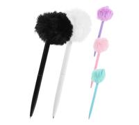 VILLFUL Lot de 5 Stylos à Bille Mignons Boule de Peluche, Couleurs Variées, en Pp, Stylos Duveteux pour Écriture Fluide et Présent pour Étudiants et Enseignants