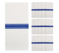 VILLFUL Lot de 50 serviettes de table jetables avec poche intégrée pour couverts - Idéales pour les salles de bain de mariage - Bordure blanche et bleue - Serviettes pré-pliées pour couverts