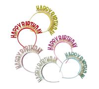 VILLFUL Lot de 6 Bandeaux de Fête Pailletés Lettres Anglaises Joyeux Anniversaire Accessoires Décoratifs pour Cheveux Garçon et Filles Bandeaux Antidérapants pour Célébrations et