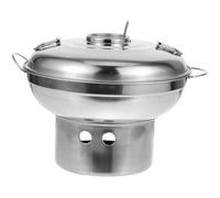 VILLFUL Marmite de Camping Portable en Acier Inoxydable, Argenté, à Double | Usage Hot Pot et Dry Pot, Nettoyage Facile, Chauffe Rapide, Économie D’énergie