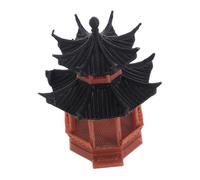 VILLFUL Miniature Pagoda Statue Vintage Plastic Mini Pavilion Figurine for Aquarium Terrarium Bonsai Garden Decor Double-Layer Hexagonal Pavilion Model