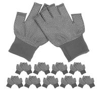 VILLFUL Mitaines de Travail Antidérapantes Demi-doigts, Lot de 10 Paires Gris, Polyester et Pvc Résistants, Respirantes Toutes Saisons, pour Cyclisme, Mécanique et Travaux Extérieurs