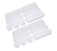 VILLFUL Organisateur Tiroir Modulable 16 Pièces en Plastique Blanc 24x16x9 Cm, Boîte de Rangement pour Cosmétiques et Bureau, Séparateur Réglable pour Salle de Bain et Maquillage