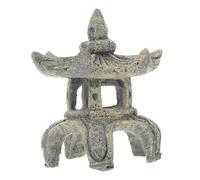 VILLFUL Ornement de thème de décoration d'aquarium crevettes Cache cachette Aquarium crevettes Statues du pavillon Japonais Ornement en résine d'aquarium Dark Grey