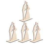 VILLFUL Ornements en Bois de Grosse Taille pour Mariage, Lot de 4 Pièces, Décorations Artisanales de Mariés, Accessoires Décoratifs pour Table et Bureau, Décoration Cérémonie Mariage Kaki