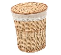 VILLFUL Panier à Linge Tissé Main Panier De Rangement Multifonctionnel Avec Couvercle Spacieux Et Pratique Pour Maison Bureau