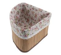 VILLFUL Panier D’angle en Bambou Tressé la Main avec Doublure Fleurie, Petit Rangement Décoratif Triangulaire 25,4 X 16 Cm Cuisine, Salon et Placard, Panier sans Couvercle Pratique