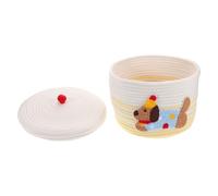 VILLFUL Panier De Rangement Pour Chien Avec Couvercle Petit Panier Tissé En Corde De Coton Mignon Et Pratique Organisateur Pour Voiture Espace De Stockage Pour Jouets Et Friandises Design Élégant