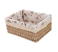 VILLFUL Panier de Rangement Tissé en Osier Panier Doublure en Tissu 30X20X15 CM pour Jouets et Décoration Lot de 1