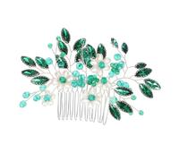VILLFUL Peigne à Cheveux Décorative Verte Épingles à Cheveux Avec Fausses Perles Et Cristaux Motif Floral Pour Coiffure Spéciale