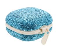 VILLFUL Pilulier Portable Compact à 4 Compartiments en Plastique Bleu Orné de Cristaux, Boîte de Rangement Semaine Boîte à Pilules, Mini Pilulier de Voyage pour Poche, Paquet à Main
