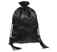 VILLFUL Pochons à Cordon Satin Noir pour Articles Divers Sacs de Rangement Durables pour Toilette Bijoux et Voyage Pochettes Organisatrices avec Pompon pour Cadeaux et Usage Quotidien