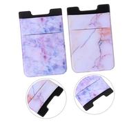 VILLFUL Porte-Cartes Adhésif Téléphone Portable Marbré Unisexe Fonctionnel Solide Lot 2 Pièces Rouge et Violet Rangement Cartes Crédit Poche Smartphone
