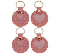 VILLFUL Porte-Clés Souvenir en Cuir pour Poils D’Animaux 4 Pcs Rose Poudré Motifs Patte de Chat et Cœur Porte-Clés Récupérateur de Poils Pratique et Portable pour Amoureux des Chiens et