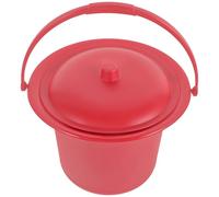 VILLFUL Pot de Chambre Portable en Plastique Rouge Couvercle Petit Modèle sans Socle Urinoir pour Adultes et Personnes Âgées Seau D’Appoint Hygiénique pour Usage Domestique et Voyage