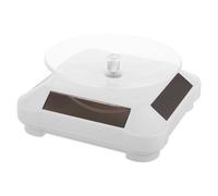 VILLFUL Présentoir Solaire Rotatif Motorisé pour Bijoux, Plateau Tournant Blanc en Abs, Socle Pivotant 360° pour Exposition Bijoux en Vitrine, Maison ou Boutique, Support Présentation