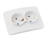 VILLFUL Prise Murale à 2 Ports Type Allemand 250 V 16 A Prise Électrique Encastrée Blanche Compatible Usage Domestique et Public Chargeur Mural Polyvalent pour Téléphones Portables et