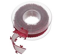 VILLFUL Ruban de Satin Décoratif Rouge Profond Motifs Cœurs et Dentelle, 5 Cm X 3 M, Ruban D’emballage pour Saint-valentin, Décoration Mariage et Loisirs Créatifs