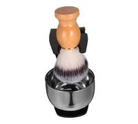 VILLFUL Set Complet de Rasage pour Homme avec Brosse à Barbe Poils Naturels Bol à Raser et Support Inox Kit Pratique pour Soin et Entretien Barbe Maison et Barbier