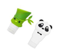 VILLFUL Set de Bouteilles Distributeur de Lotion et Shampooing Forme de Panda et Tige Flacons de Voyage pour Savon Liquide et Gel Accessoire Pratique pour Salle de Bain