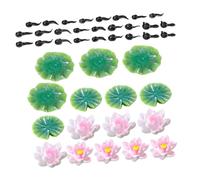 VILLFUL Set de Décorations pour Bassin Miniature avec Figurines d'Amphibiens et Têtards Résine Fleurs de Lotus et Nénuphars Flottants Accessoires Zen pour Aquarium et Jardin Féerique