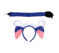 VILLFUL Set de Déguisement Garçon Fille Taureau Bleu Serre-tête Cornes Souples et Queue Clipée Accessoires Peluche pour Fêtes Fermière Jeux Imitation et Spectacles Scolaires