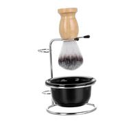 VILLFUL Set de Rasage Hommes Brosse à Barbe Nylon avec Support Inox et Bol pour Raser Poignée Antidérapante pour Usage Pratique