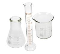 VILLFUL Set Verrerie Scientifique Graduée Bécher Cylindre Mesureur et Erlenmeyer pour Laboratoire Chimie Biologie Physique Matériel Verre Simple à Nettoyer et Stocker