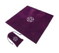 VILLFUL Tapis de Divination en Velours Violet 60x60 Cm avec Pochette de Rangement à Cordon 11,5x18 Cm, Accessoires pour Cartes de Tarot, Nappe de Table Mystique pour Tirages et Jeux