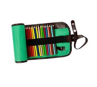 VILLFUL Trousse à Crayons Toile Verte Enroulable avec Emplacements Étui Compact et pour Crayons de Couleur Pinceaux et Accessoires et Lavable Organisation Pratique pour Étudiants Art