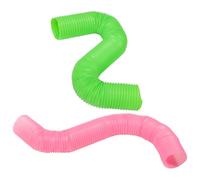 VILLFUL Tunnel Flexible pour Petits Animaux - Lot de 2 Tunnels Pliables en Plastique Vert et Rose - Tube Ludique Rétractable pour Hamsters Furets et Lapins - Structure D’Activité