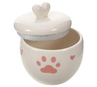 VILLFUL Urne Funéraire en Céramique 600ml pour Chats et Chiens Petite Urne Hermétique avec Motifs Pattes et Cœur Décorative pour Cendres D’Animaux de Compagnie Souvenir Solide pour