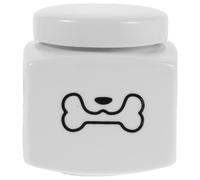 VILLFUL Urne Funéraire en Céramique pour Animaux de Compagnie, Boîte à Souvenirs pour Chiens et Chats, Urne Commémorative Blanche Motif Os Noir, Petite Taille, Résistant à la Chaleur