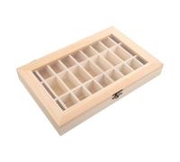 VILLFUL Vitrine D'échantillons en Bois Massif pour Minéraux et Cristaux, Boîte de Collection Beige Compartiments, Visibilité Claire pour Collections Privées et Institutions Éducatives