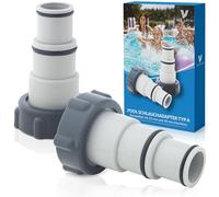Villkin Lot de 2 adaptateurs type A compatibles avec les piscines Intex avec connecteurs de 32 mm et 38 mm (standard, gris)