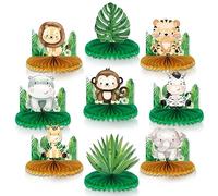 VillyVida Lot de 9 centres de Table en nid d'abeille Safari, décorations de fête prénatale Animaux de la Jungle pour garçons et Filles