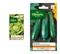 Vilmorin 3600142 Pack de Graines Laitue Pommée Appia & 3484440 Courgette, Vert, 90 x 2 x 160 cm