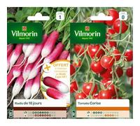 Vilmorin 3882041 Radis, Rouge, 90 x 2 x 160 cm & 3974040 Tomate cerise Rouge