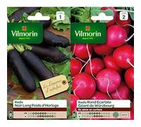 Vilmorin 3885441 Radis, Noir, 90 x 2 x 140 cm + Vilmorin 3881142 Pack de Graines Radis Rond Ecarlate Géante de Wurtzbourg