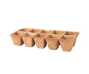 Vilmorin - 5 Plaques de 10 Godets en Fibre de Coco Carrés de 5 cm pour Semis