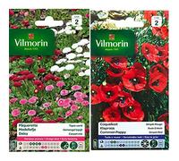 Vilmorin 5448242 Pâquerette, Multicolore, 90 x 2 x 160 cm & 5241442 Coquelicot Simple, Rouge, 90 x 2 x 160 cm