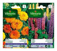 Vilmorin 5791041 Souci Double varie, Multicolore, 90 x 2 x 160 cm & 5345741 Lupin de Russel varie, Multicolore, 90 x 2 x 160 cm
