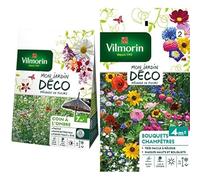 Vilmorin 5868407 Pack de Graines Mélange de Fleurs Coin à l'Ombre 7 m² + Vilmorin 5859542 Pack de Graines Fleur pour Bouquets Champêtres