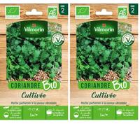 Vilmorin - Coriandre cultivée Bio - Plante aromatique annuel - Herbe parfumée à la saveur citronnée -semences Issues d'une Culture Conforme aux règles de l'agriculture Biologique - Facile à cultiver