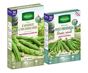 Vilmorin Fève d Aguadulce a très Longue cosse Boite série 20m, Vert & Pois Petit Provençal Boite série 20m, Vert