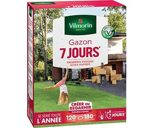 Vilmorin Gazon 7 Jours, 3 kg | Pousse rapide 7 jours, double usage création et regarnissage, efficace, résistant, économique, facile à semer