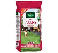 Vilmorin Gazon 7 Jours - Premières pousses dès 1 Semaine - pour créer Un Nouveau Gazon 200m² /regarnir Un Gazon Ancien 300 m²- Installation Ultra-Rapide, se sème Toute l'année -5 kg Dont 1 kg Gratuit