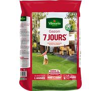 Vilmorin Gazon 7 Jours, Vert, 10 kg | Pousse rapide 7 jours, double usage création et regarnissage, efficace, résistant, économique, facile à semer